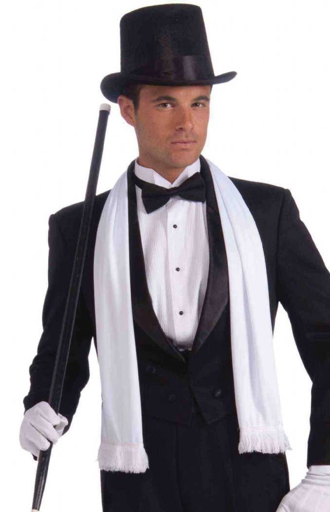 Satin White Gangster Costume Scarf Vintage Star Costume Scarfe