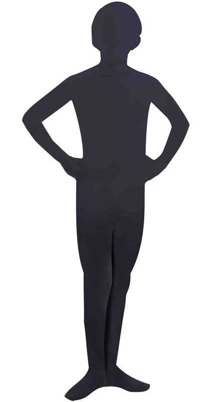 Kid's Black Lycra Skin Suit Halloween Costume Front View