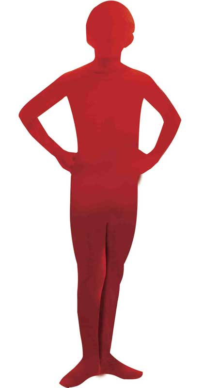 Red Lycra Kid's Skin Suit Fancy Dress Costume Front View