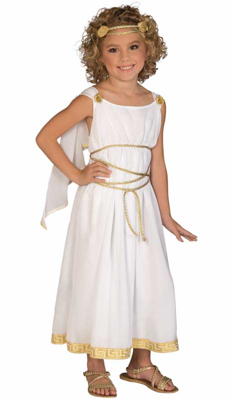 Girl's Greek White Toga Costume Front View