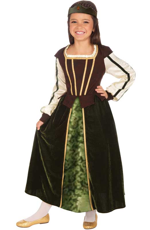 Girl's Medieval Maid Marion Costume Front View