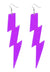 1980s Fashion Purple Lightning Bolt 80's Fluro Earrings Costume Jewellery - Main Image