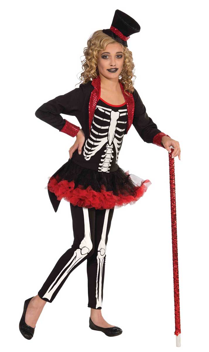 Girl's Day of the Dead Skeleton Tutu Fancy Dress Costume Front