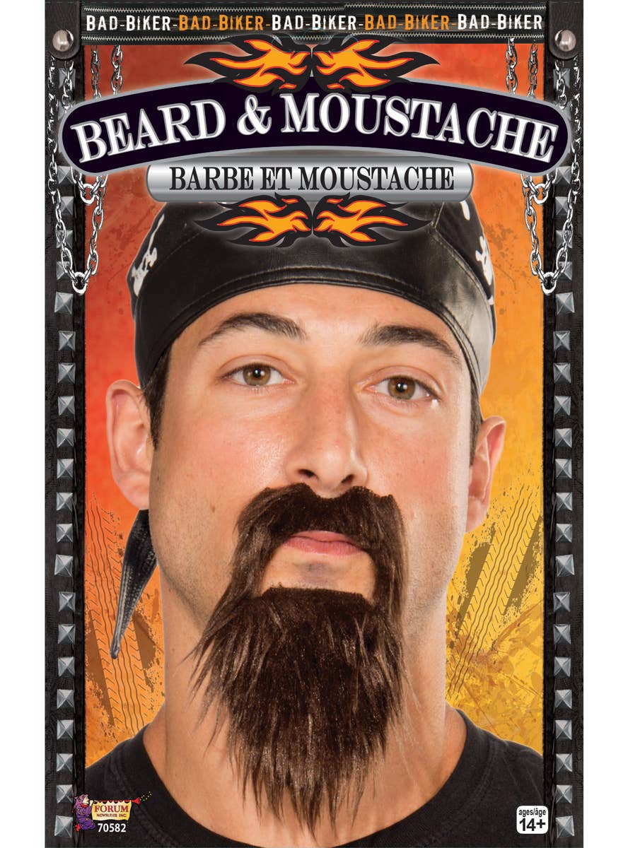 Adult's Black Bad Biker Beard and Moustache