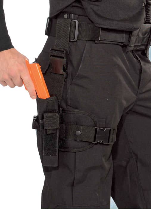Forum Novelties Adult's Black SWAT Leg Holster Weapon Holder Costume Accessory Main View