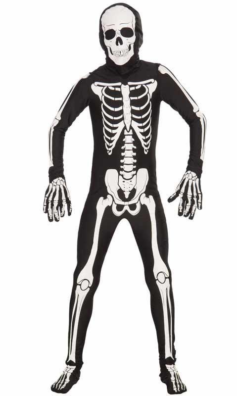 Kid's Skeleton Lycra Skin Suit Halloween Costume Front View