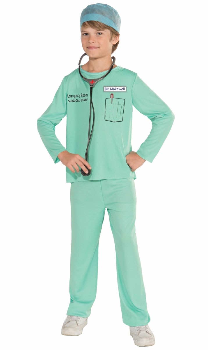Boys Surgical Scrubs Doctor Fancy Dress Occupation Costume