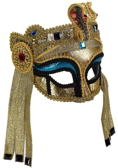 Deluxe Jewelled Gold Egyptian Half Face Masquerade Mask