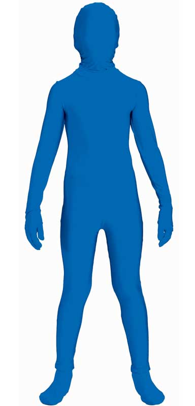 Boy's Blue Lycra Skin Suit Dress Up Costume Front View
