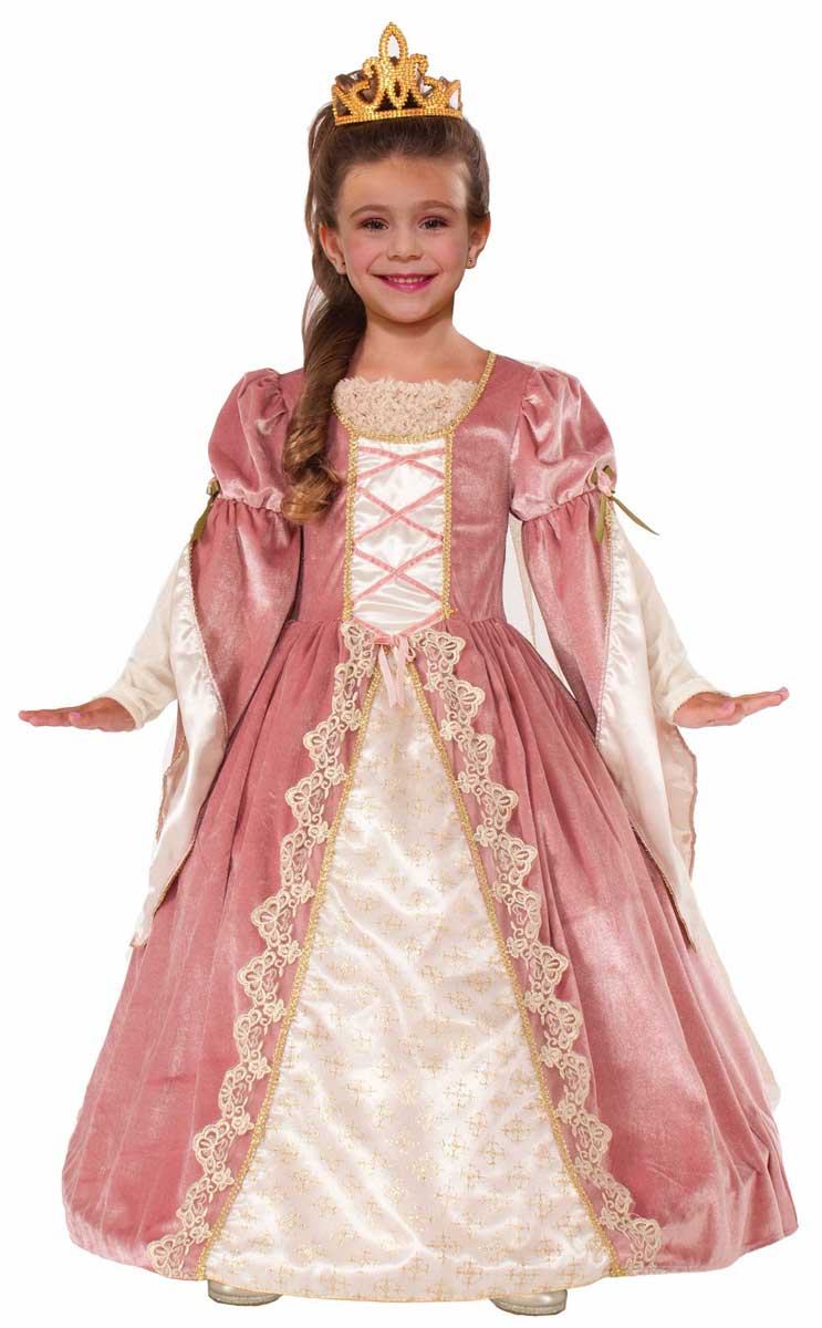 Rose Pink Girl's Princess Fancy Dress Medieval Costume Front