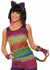 Women's Neon Coloured Cat Ears And Tail Set With Leopard Print 1980's Costume Accessory Main Image