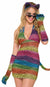 Image of Long Velvet Rainbow Leopard Print Gloves