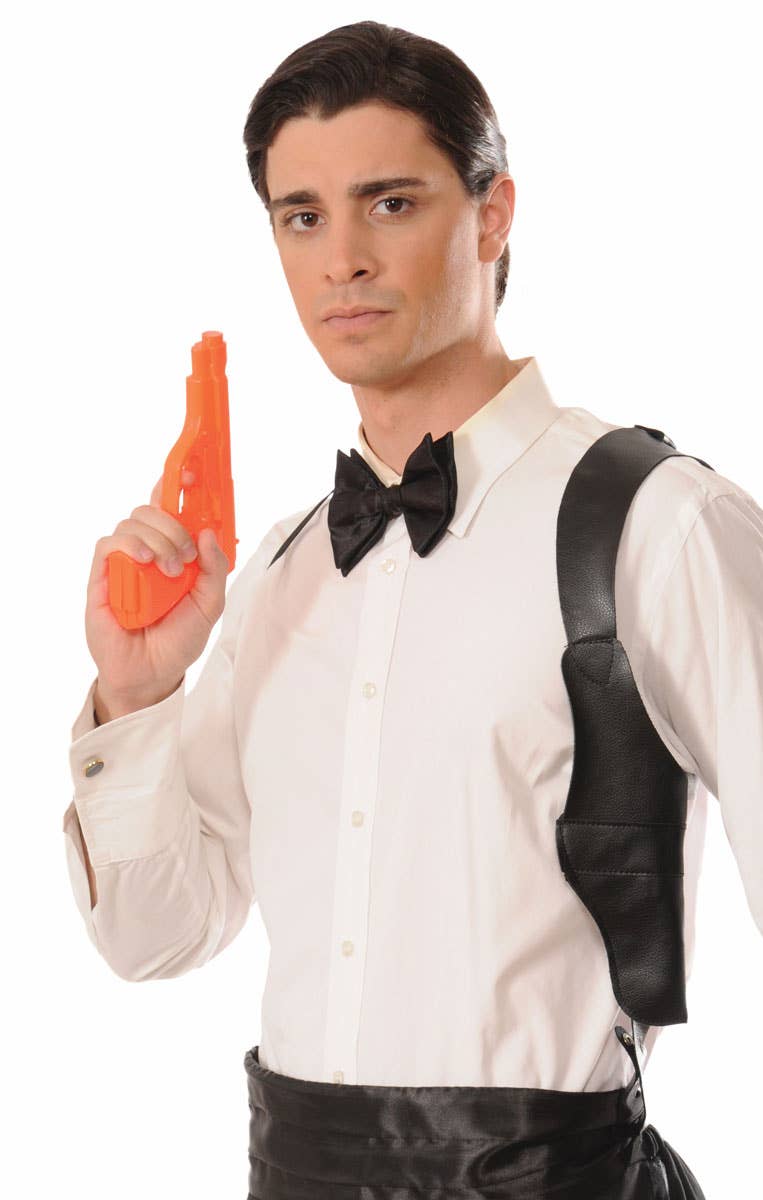 Black Shoulder Holster with Orange Gun Costume Accessory
