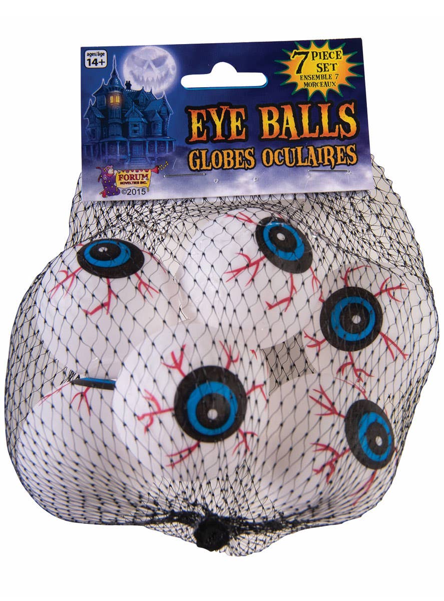 7 Pack of Creepy Bloodshot Eyeballs Plastic Eyeballs Costume Props