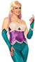Women's Long Fingerless Blue Elbow Length Costume Gloves With Iridescent Blue And Black Scales Costume Accessory Main Image