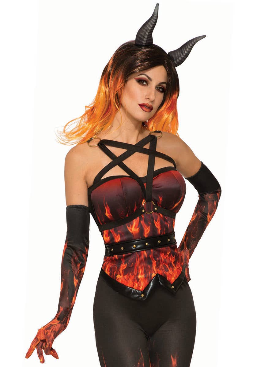 Women's Devil Flame Costume Corset - Main Image