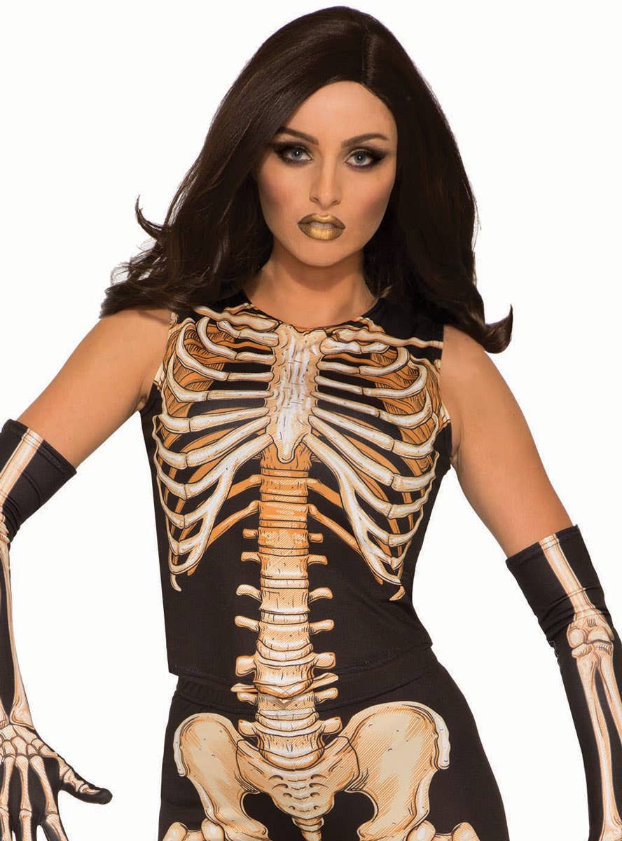 Ladies Women's Skeleton Halloween Long Sleeve Bodysuit Leotard - Foto 6