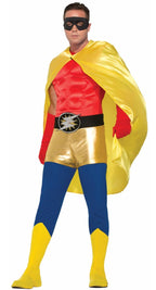 Adult's Yellow Superhero Fancy Dress Costume Cape Main Image