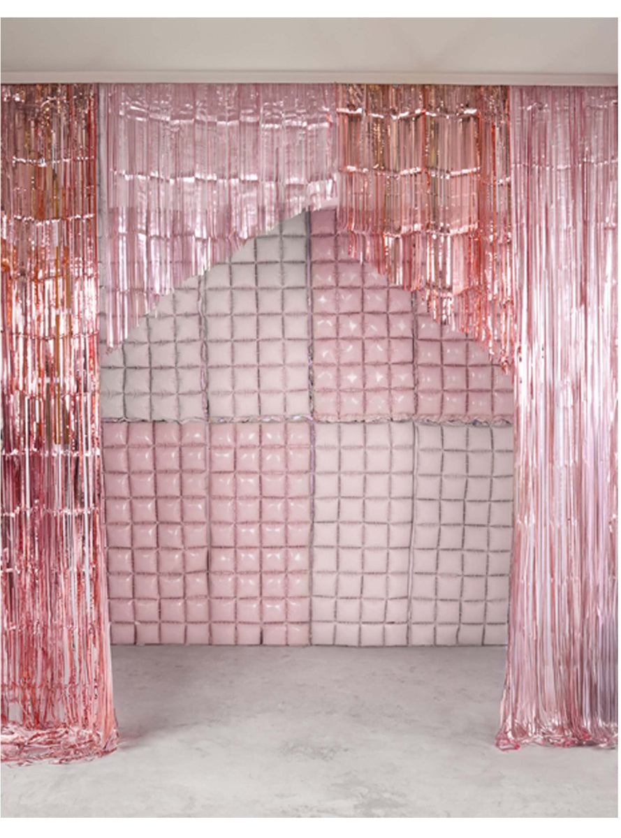 Foil Balloon Curtain 110cm Light Pink Party Backdrop - Lifestyle Image