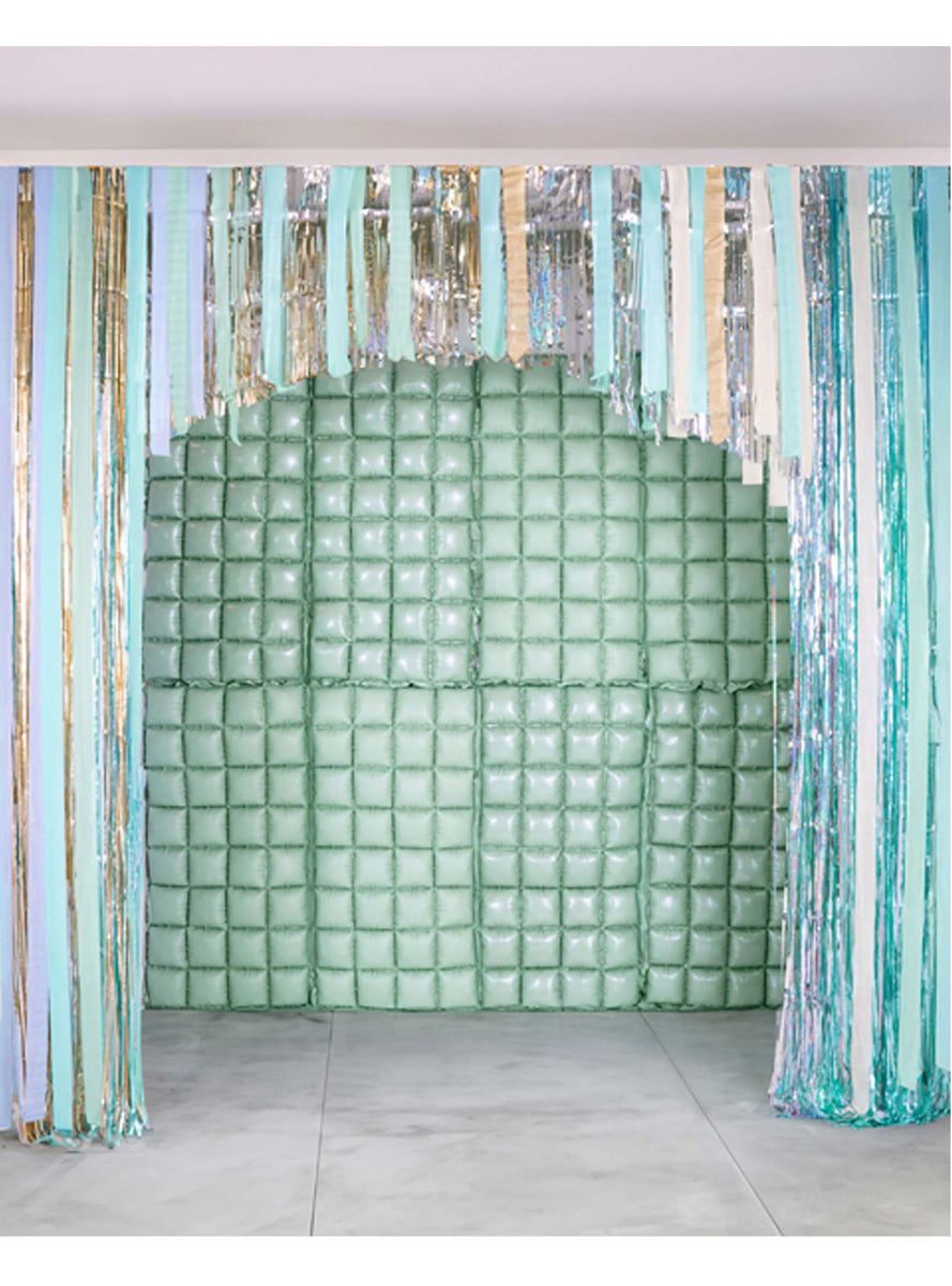 Foil Balloon Curtain 110cm Sage Green Party Backdrop - Lifestyle Image