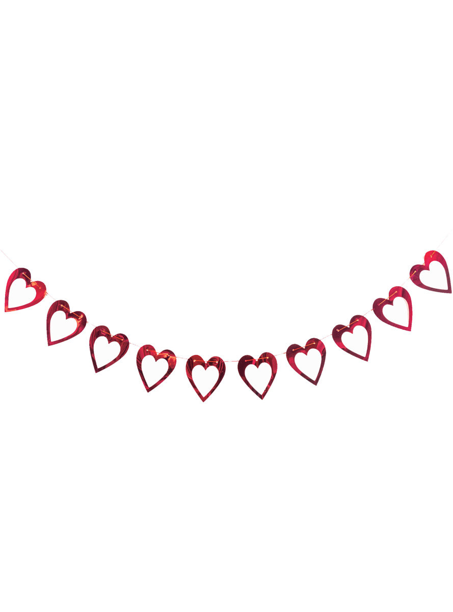 Foil Hearts Red 2m Long Valentines Day Garland - Main Image