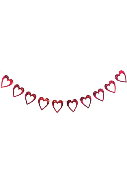 Foil Hearts Red 2m Long Valentines Day Garland - Main Image
