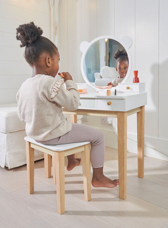 Forest White Wooden Dressing Table And Stool For Girls - Lifestyle Image 1