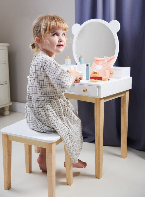 Forest White Wooden Dressing Table And Stool For Girls - Lifestyle Image 3