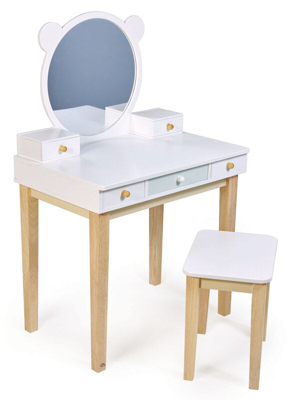 Forest White Wooden Dressing Table And Stool For Girls - Main Image