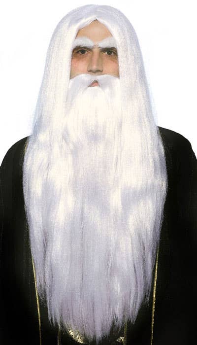 Long White Wizard Beard and Costume Wig Set