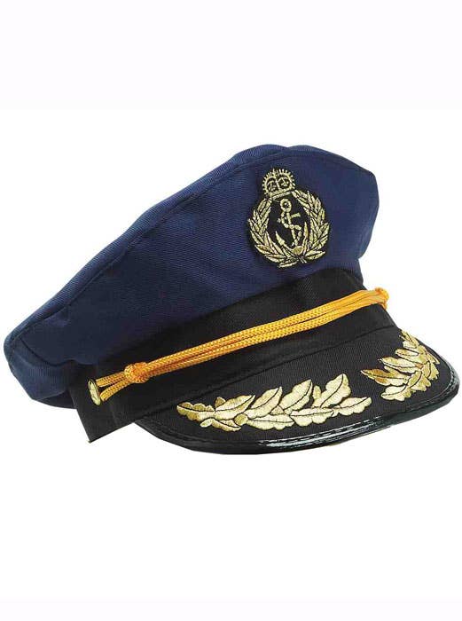 Navy Blue Sailor Captain Costume Hat with Gold Details