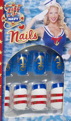 Stick On Sailor Theme Fake Nails