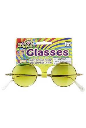 Yellow John Lennon Teashade Hippie Costume Glasses