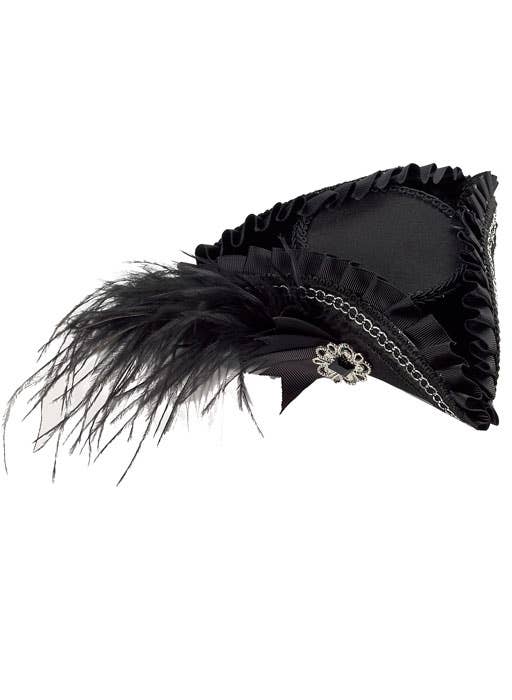 Mini Black Satin Pirate Tricorn Costume Hat 