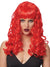 Long Curly Neon Red Women's Costume Wig Accessory with Fringe