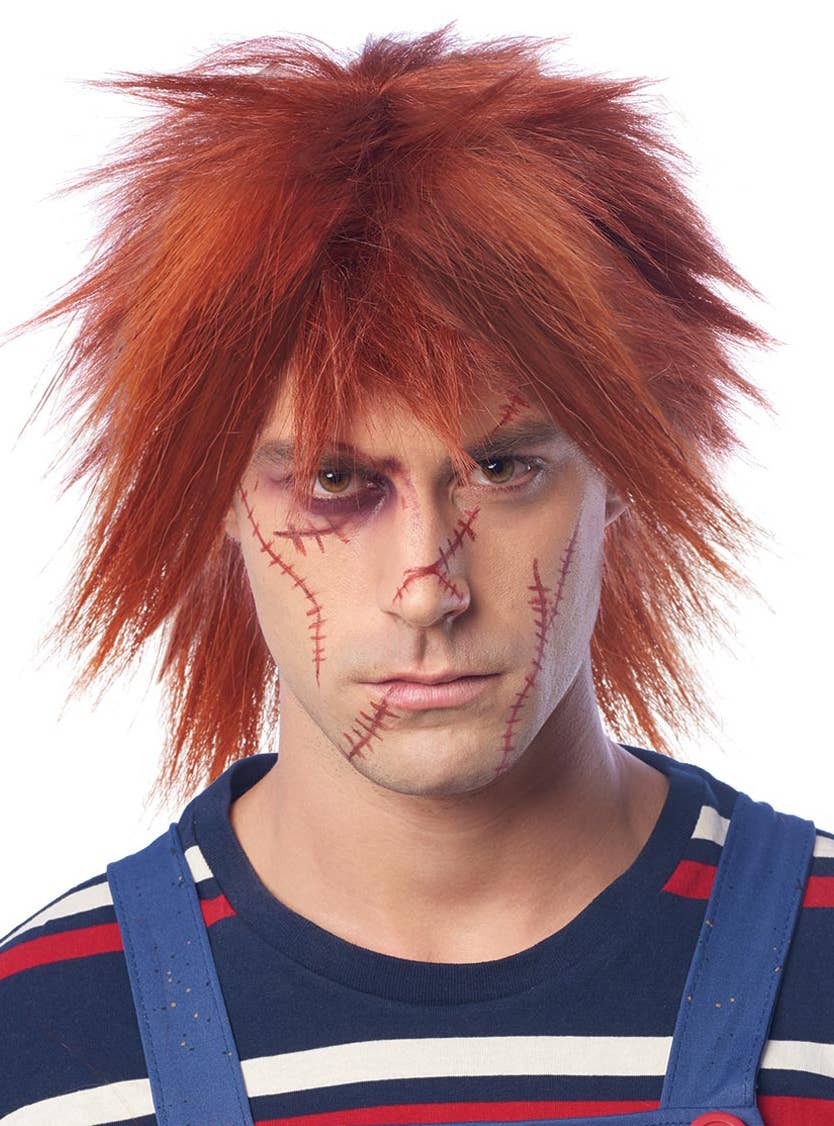 Mens Red Chucky Doll Costume Wig