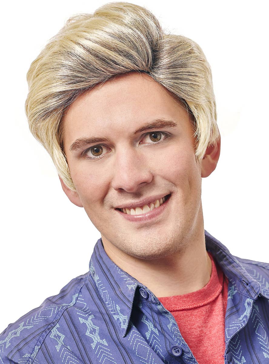 Mens Short Blonde Preppy Costume Wig