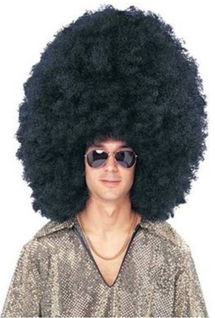 Super Jumbo Men's Black Afro Wig