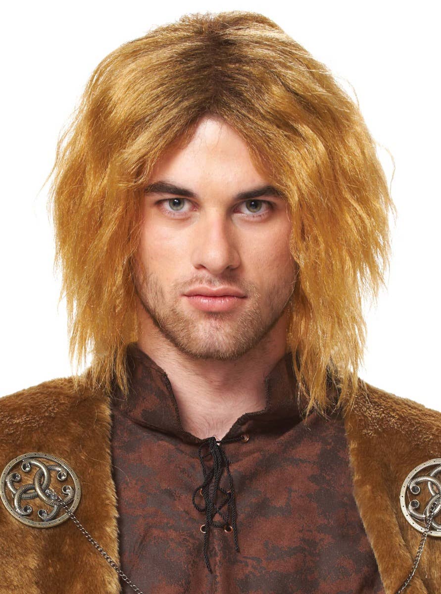 Mens Honey Blonde Costume Wig Medieval King Mens Blonde Wig