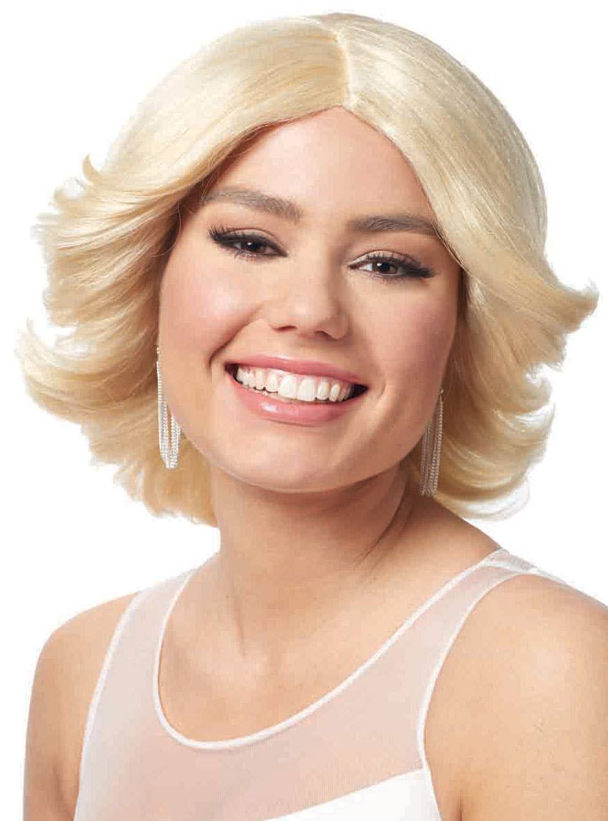 Image of 1980's Blonde Feathered Women's Costume Wig