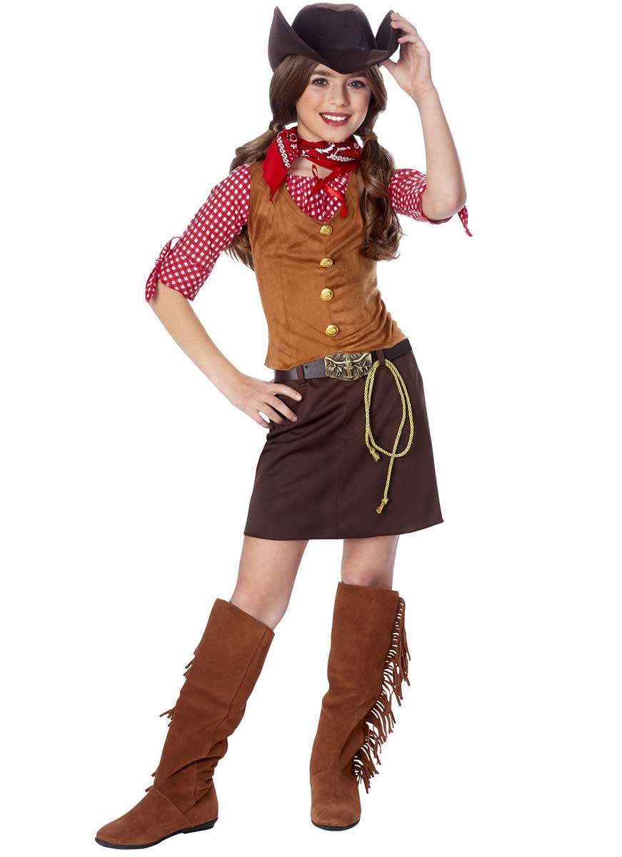 Wild West Cowgirl Costume Girls Gunslinger Fancy Dress Costume