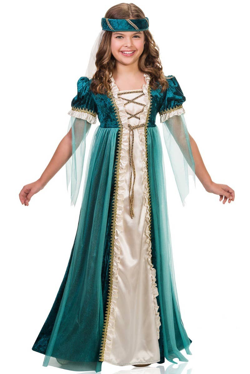 Juliet Emerald Green Girls Deluxe Medieval Costume - Main Image