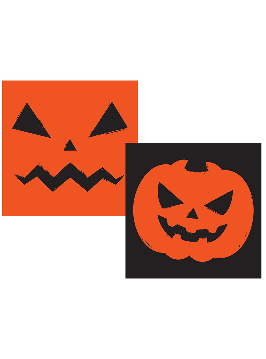 16 Pack Halloween Fright Night Assorted Pumpkin Print Napkins - Main Image