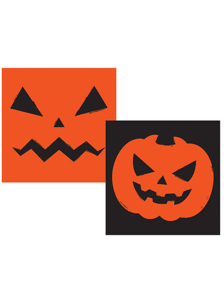 16 Pack Halloween Fright Night Assorted Pumpkin Print Napkins - Main Image
