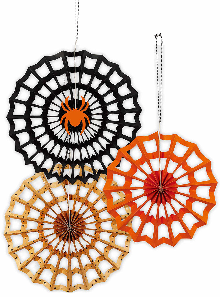 3 Pack of Halloween Fright Night Hanging Spiderweb Decorations - Main Image