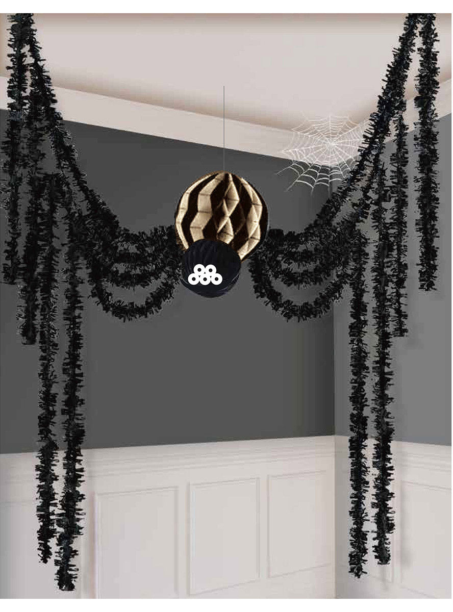 Tinsel Legs Hanging Halloween Fright Night Spider Decoration - Main Image