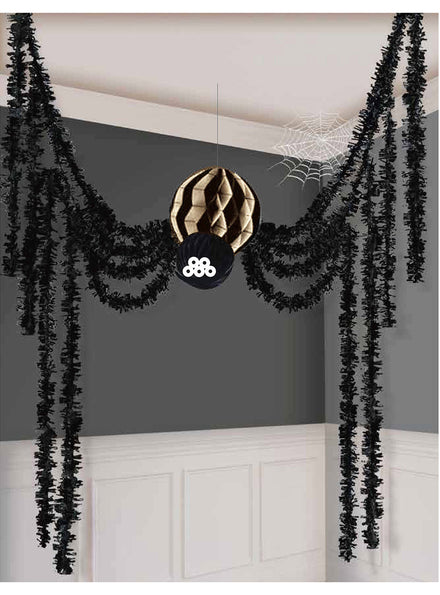 Tinsel Legs Hanging Halloween Fright Night Spider Decoration - Main Image