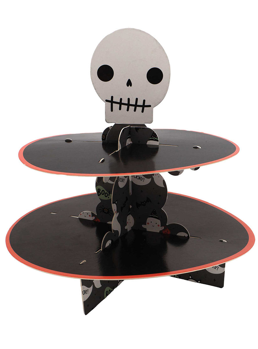 2 Tier Skull Top Halloween Fright Night Cupcake Stand - Main Image