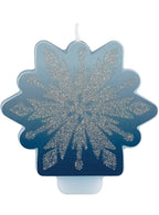 Image Of Frozen Blue Glitter Snowflake Birthday Cake Candle
