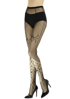 Spider Web Full Length Women's Fishnet Halloween Stockings - Main Image